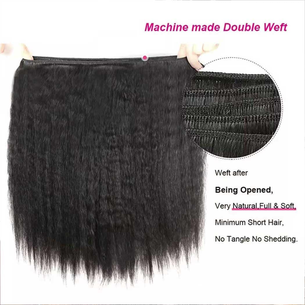 Kinky Straight Bundles Human Hair 20 22 24 Inch Brazilian Virgin Yaki Straight Bundles Human Hair 100% Unprocessed Natural Color for Black Women Visit the Jeekwiss Store