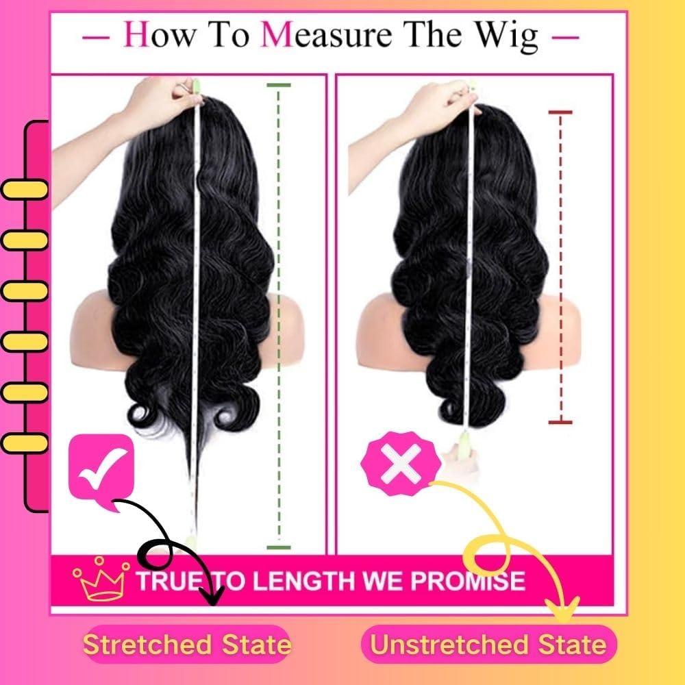 Body Wave Lace Front Wigs Human Hair Pre Plucked 13x4 Lace Front Wigs Human Hair 200% Density Brazilian Virgin Body Wave Wig for Women with Baby Hair 26Inch Natural Black