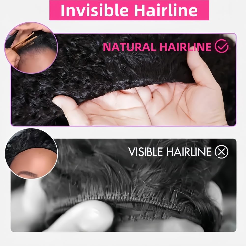 Kinky Curly Half Wig Human Hair 3 In 1 Headband Wig 200 Density Seamless Flip Over Curly Half Wig for Women Drawstring Wear and Go Glueless Wigs Human Hair Beginner Friendly 22 Inch